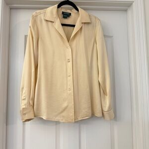 Ralph Lauren Womens Blouse Size 8 100% Silk Shirt Cream Ivory LRL See Pictures